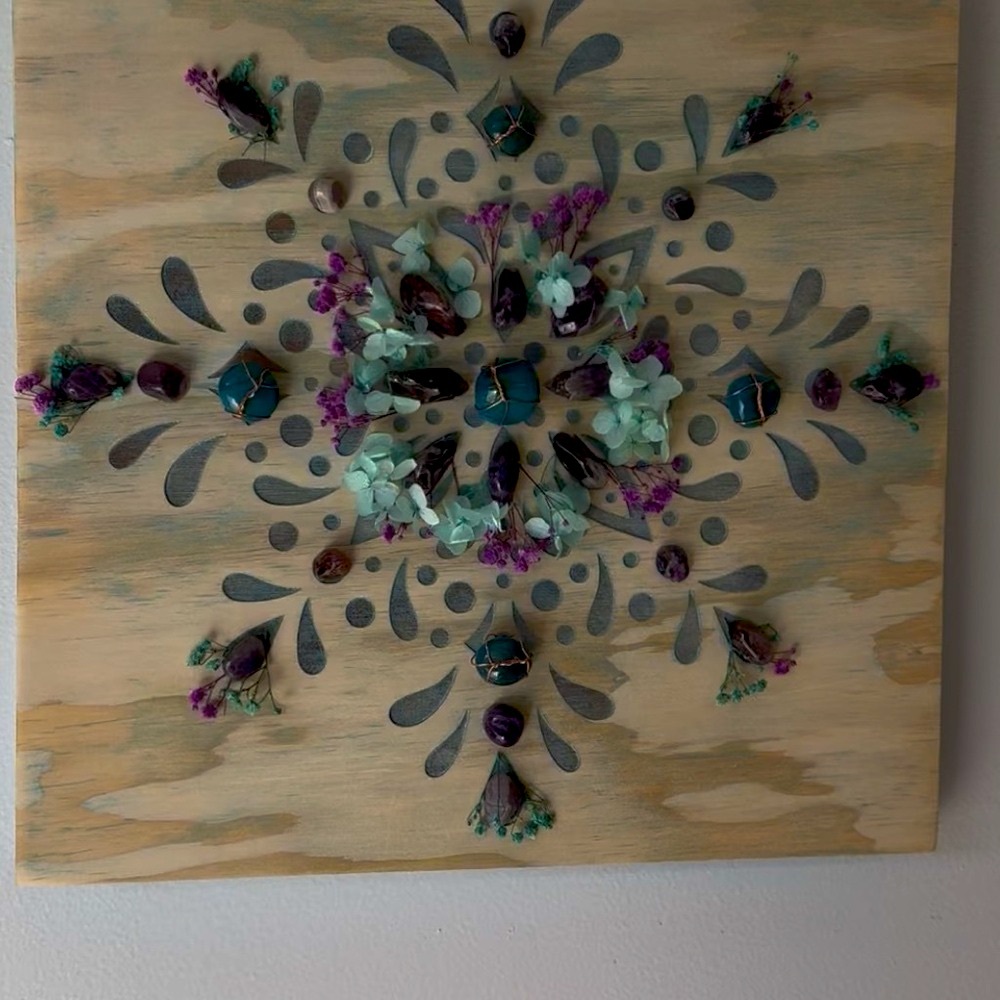 Floral Agate and Amethyst Mandala Wall Art